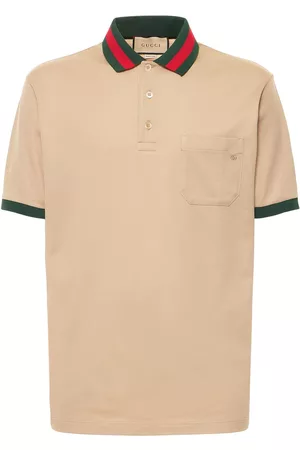 Gucci, Logo-Embroidered Stretch-Cotton Piqué Polo Shirt, Men, Neutrals, S