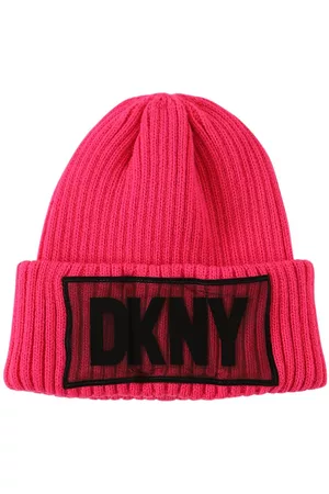 DKNY Girls Beanies - Flocked Logo Knit Beanie