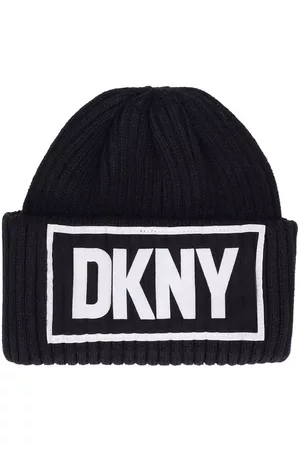DKNY Girls Beanies - Flocked Logo Knit Beanie