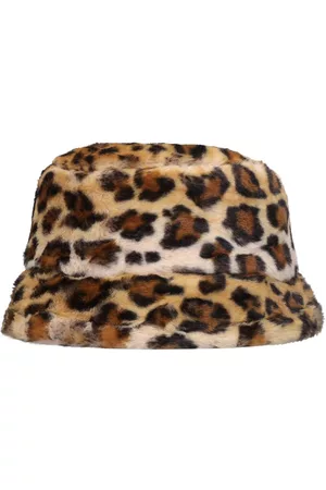 The Animals Observatory Girls Hats - Leopard Print Faux Fur Bucket Hat