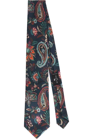 Etro Men Neckties - Flower Print Silk Tie