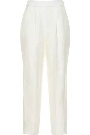 Agnona Linen Blend Pleated Straight Pants