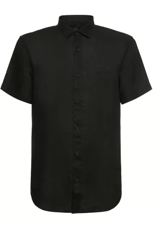 Armani Exchange Men Shirts - Logo Embroidery Linen Shirt