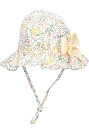 Il gufo Girls Hats - Flowers Print Cotton Satin Bucket Hat