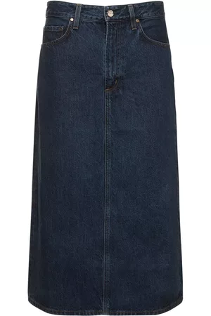 Goldsign The Low Slung Cotton Denim Midi Skirt