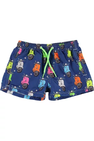 MC2 SAINT BARTH Boys Swim Shorts - Vespa Print Nylon Swim Shorts