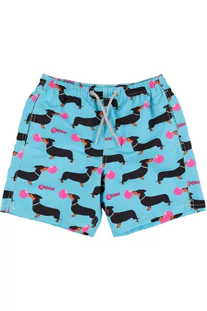 MC2 SAINT BARTH Boys Swim Shorts - Dachshund Print Nylon Swim Shorts
