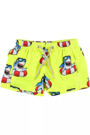 MC2 SAINT BARTH Boys Swim Shorts - Shark Print Nylon Swim Shorts
