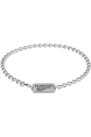 Balenciaga Logo Tag Brass Chain Choker Necklace