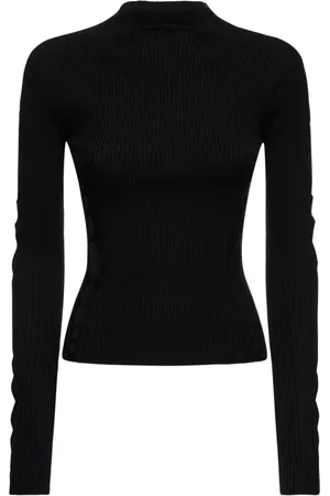 DION LEE Rib Knit Wool Crewneck Sweater