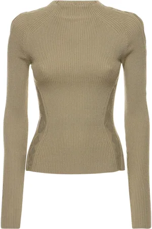 DION LEE Rib Knit Wool Crewneck Sweater