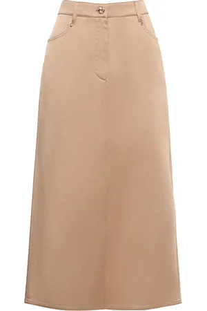 Brunello Cucinelli High Rise Cady Midi Skirt
