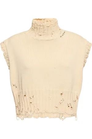 Marni Distressed Cotton Knit Turtleneck Vest