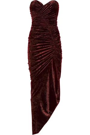 ALEXANDRE VAUTHIER Strapless Crushed Velvet Midi Dress