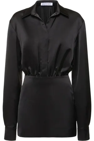Mach & Mach Karma Flower Satin Mini Shirt Dress