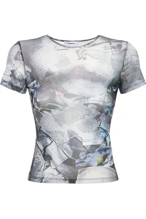 Miaou Printed Stretch Tech Crop T-shirt