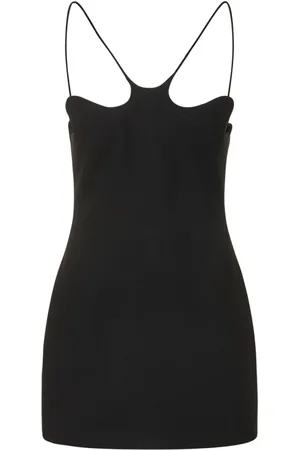 Monot Wavy Neck Crepe Sleeveless Mini Dress