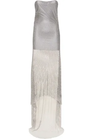 GIUSEPPE DI MORABITO Strapless Embroidered Mesh Long Dress