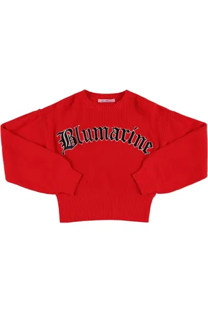 MISS BLUMARINE Logo Wool Blend Knit Sweater