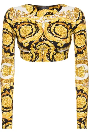VERSACE Barocco Printed Jersey Crop Top