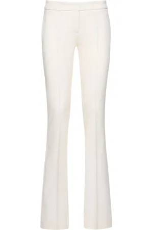 BLUMARINE Wool Crepe Low Waisted Straight Pants