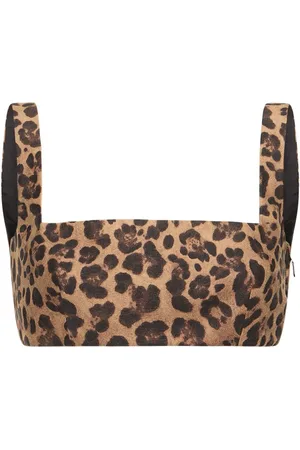 VALENTINO Leopard Print Wool & Silk Crepe Crop Top