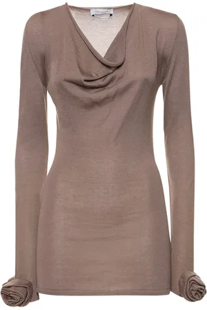 BLUMARINE Draped Long Sleeve Mini Dress W/ Roses