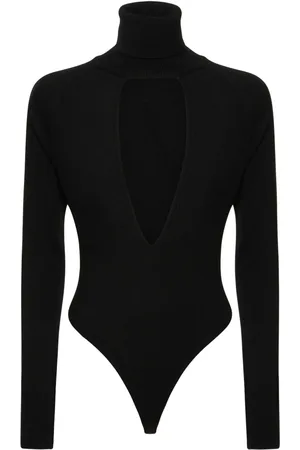 ALESSANDRO VIGILANTE Turtleneck Cutout Wool Bodysuit