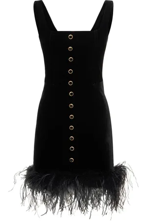 Alessandra Rich Velvet Mini Dress W/ Feathers