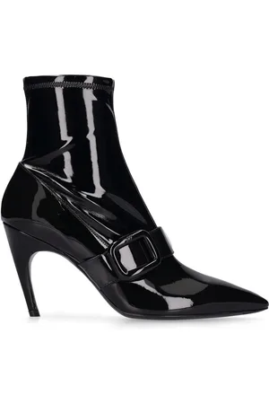 Roger Vivier 85mm Choc Patent Leather Ankle Boots