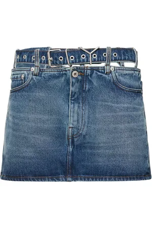 Y / PROJECT Denim Mini Skirt W/ Logo Belt