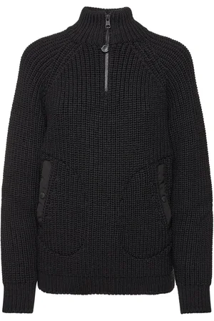 MONCLER Shell-trimmed ribbed wool turtleneck sweater