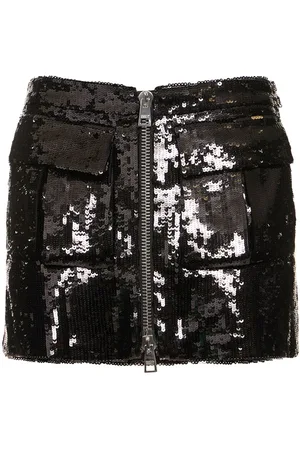 BRANDON MAXWELL Sequined Zipped Mini Skirt