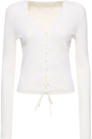 DION LEE Knit Cotton Crepe Cardigan Top