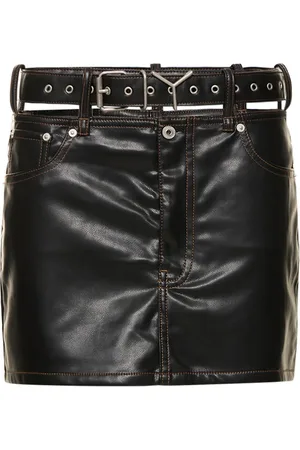 Y / PROJECT Faux Leather Mini Skirt W/logo Belt