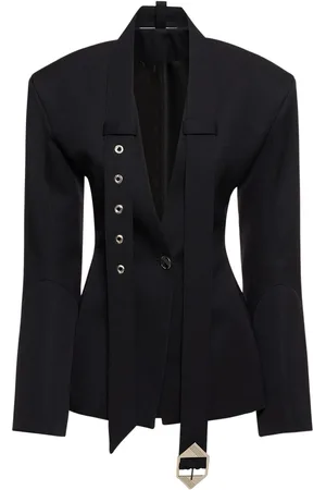 The Attico Gabardine Belted Single Breasted Blazer