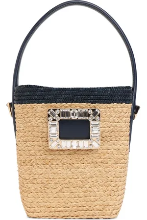 Roger Vivier Mini Viv Skate Raffia Basket Bag
