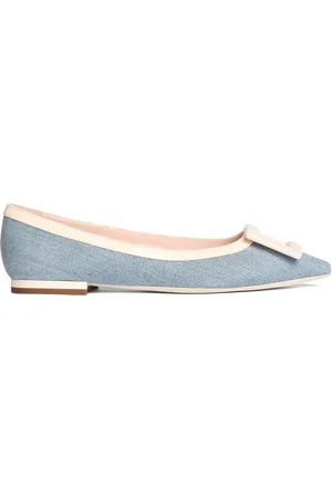 Roger Vivier 10mm Gommettine Denim Ballerina Flats