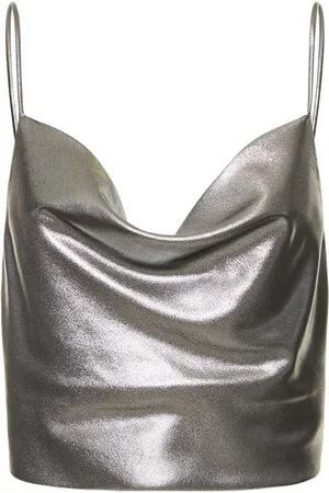 ROTATE Metallic Draped Crop Top