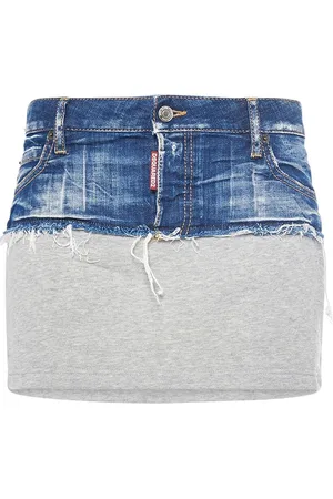 Dsquared2 Denim & Jersey Low Rise Mini Skirt