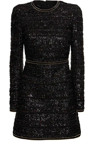 Giambattista Valli Sequined Bouclé Long Sleeve Mini Dress