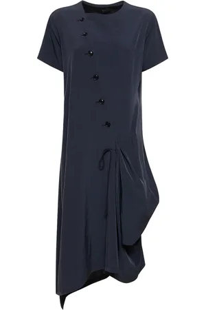 YOHJI YAMAMOTO Asymmetric Buttoned Crepe De Chine Dress