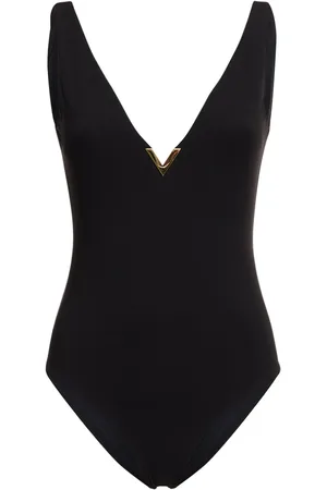 VALENTINO Lycra V-neck Logo One Piece Swimsuit