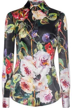 Dolce & Gabbana Silk Blend Satin Flower Printed Shirt