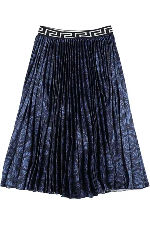 VERSACE Barocco Print Cotton Twill Midi Skirt