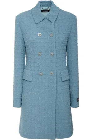 VERSACE Double Breast Tweed Coat