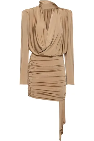 MAGDA BUTRYM Draped Satin Mini Dress W/scarf
