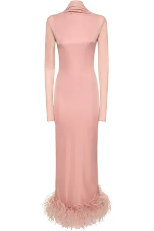16Arlington Luna Tech Jersey Maxi Dress W/feathers