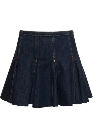 RE/DONE Pleated Denim Cotton Blend Mini Skirt