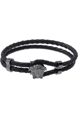 VERSACE Medusa Logo Double Wire Leather Bracelet